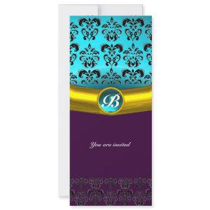 DAMASK GEM STONE MONOGRAM ,blue turquase