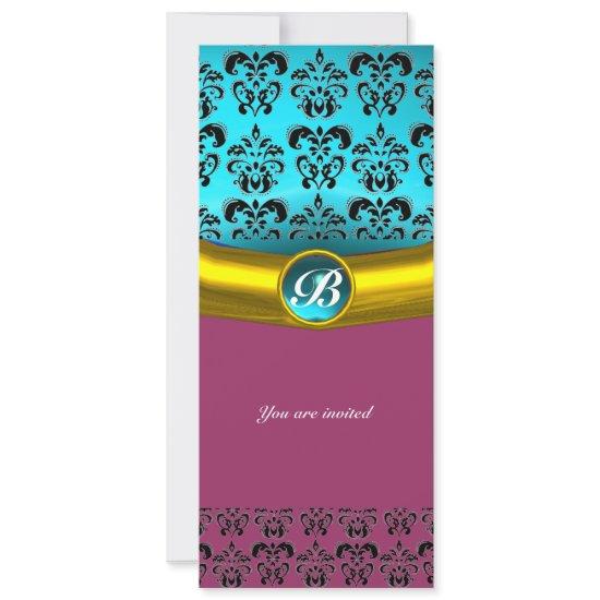 DAMASK GEM STONE MONOGRAM ,blue turquase