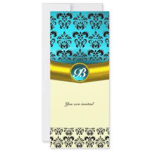 DAMASK GEM STONE MONOGRAM ,blue turquase