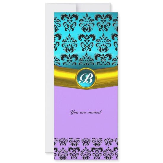 DAMASK GEM STONE MONOGRAM ,blue turquase