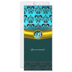 DAMASK GEM STONE MONOGRAM ,blue turquase