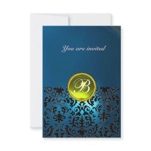 DAMASK GEM STONE MONOGRAM blue yellow rsvp