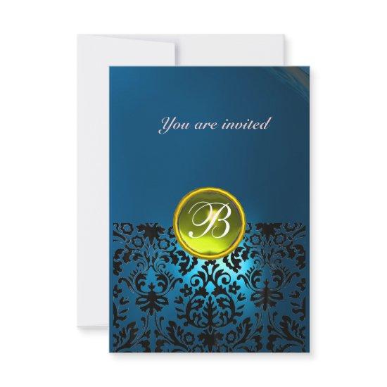 DAMASK GEM STONE MONOGRAM blue yellow rsvp
