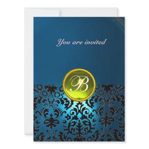 DAMASK GEM STONE MONOGRAM blue yellow rsvp