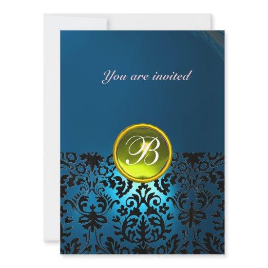 DAMASK GEM STONE MONOGRAM blue yellow rsvp