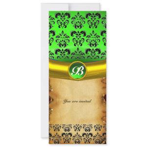 DAMASK GEM STONE MONOGRAM ,brown parchment