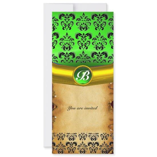 DAMASK GEM STONE MONOGRAM ,brown parchment