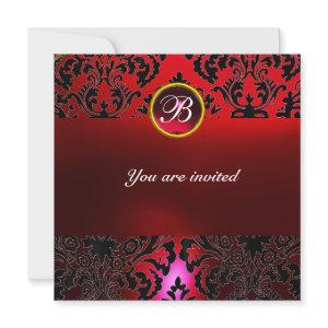 DAMASK GEM STONE MONOGRAM burgundi red