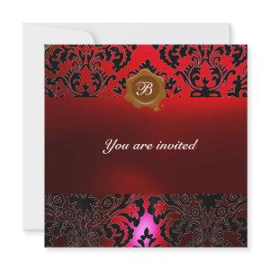 DAMASK GEM STONE MONOGRAM burgundi red wax seal