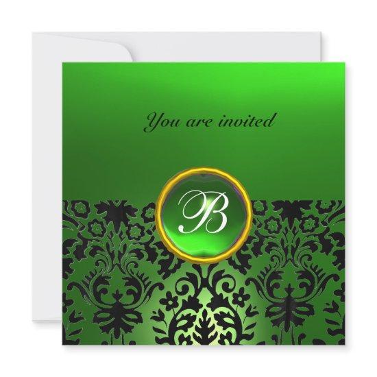 DAMASK GEM STONE MONOGRAM emerald green