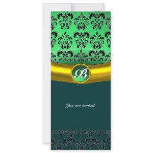 DAMASK GEM STONE MONOGRAM green