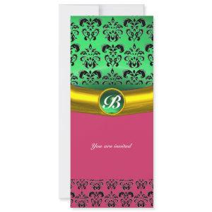 DAMASK GEM STONE MONOGRAM green