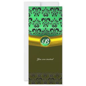 DAMASK GEM STONE MONOGRAM green