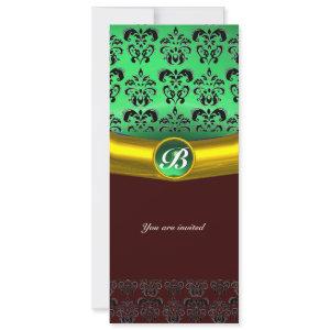 DAMASK GEM STONE MONOGRAM green