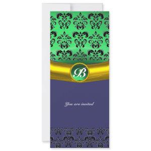 DAMASK GEM STONE MONOGRAM green