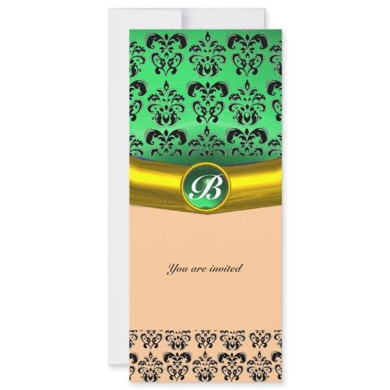 DAMASK GEM STONE MONOGRAM green