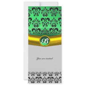 DAMASK GEM STONE MONOGRAM green