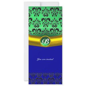 DAMASK GEM STONE MONOGRAM green