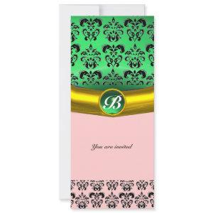 DAMASK GEM STONE MONOGRAM green