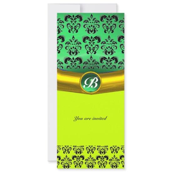 DAMASK GEM STONE MONOGRAM green