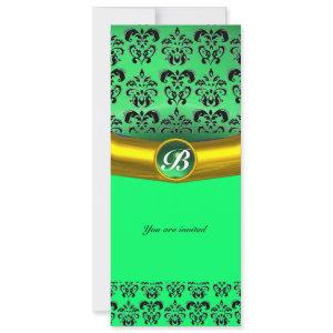 DAMASK GEM STONE MONOGRAM green