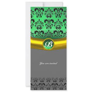 DAMASK GEM STONE MONOGRAM green