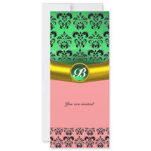 DAMASK GEM STONE MONOGRAM green
