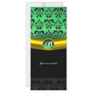 DAMASK GEM STONE MONOGRAM green