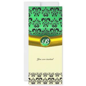 DAMASK GEM STONE MONOGRAM green