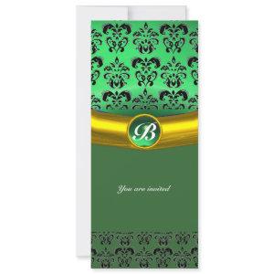 DAMASK GEM STONE MONOGRAM green