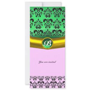 DAMASK GEM STONE MONOGRAM green