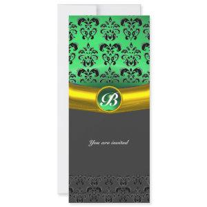 DAMASK GEM STONE MONOGRAM green