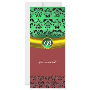 DAMASK GEM STONE MONOGRAM green
