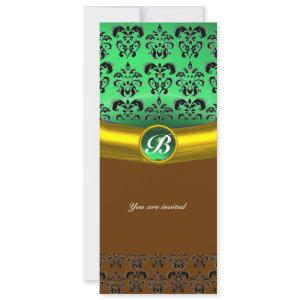 DAMASK GEM STONE MONOGRAM green