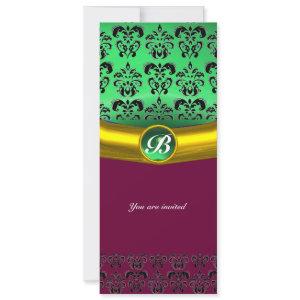DAMASK GEM STONE MONOGRAM green