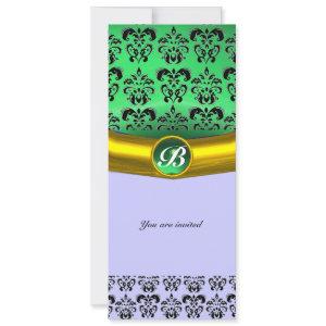 DAMASK GEM STONE MONOGRAM green