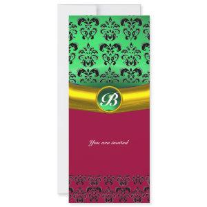 DAMASK GEM STONE MONOGRAM green