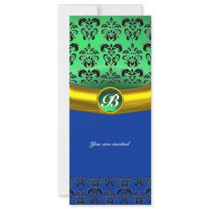 DAMASK GEM STONE MONOGRAM green