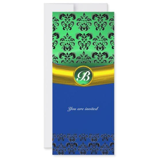 DAMASK GEM STONE MONOGRAM green