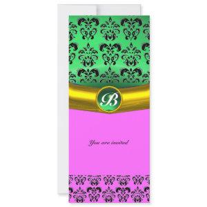 DAMASK GEM STONE MONOGRAM green,violet,pink