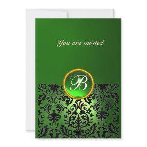 DAMASK GEM STONE MONOGRAM green yellow black
