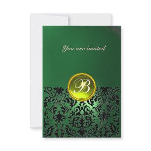 DAMASK GEM STONE MONOGRAM green yellow rsvp