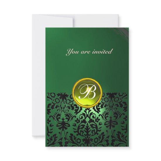 DAMASK GEM STONE MONOGRAM green yellow rsvp