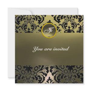 DAMASK GEM STONE MONOGRAM grey