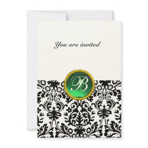 DAMASK GEM STONE MONOGRAM jade green felt rsvp