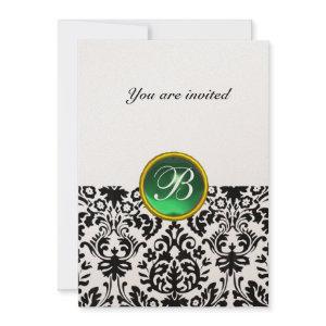 DAMASK GEM STONE MONOGRAM jade green gold