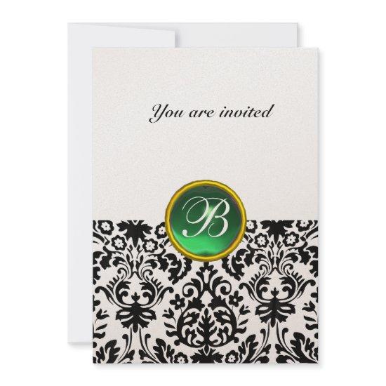 DAMASK GEM STONE MONOGRAM jade green gold