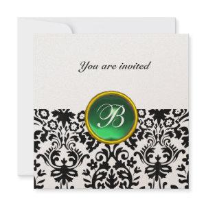 DAMASK GEM STONE MONOGRAM jade green gold