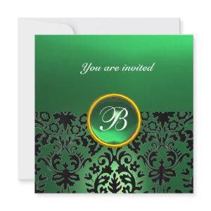 DAMASK GEM STONE MONOGRAM jade green