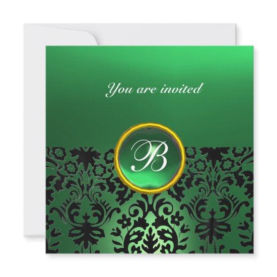 DAMASK GEM STONE MONOGRAM jade green